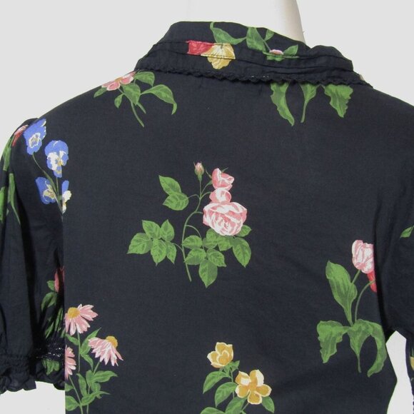 REFORMATION M Floral Night Bloom Hara Top Cottagecore Dark Romantic Witchy - Picture 7 of 11